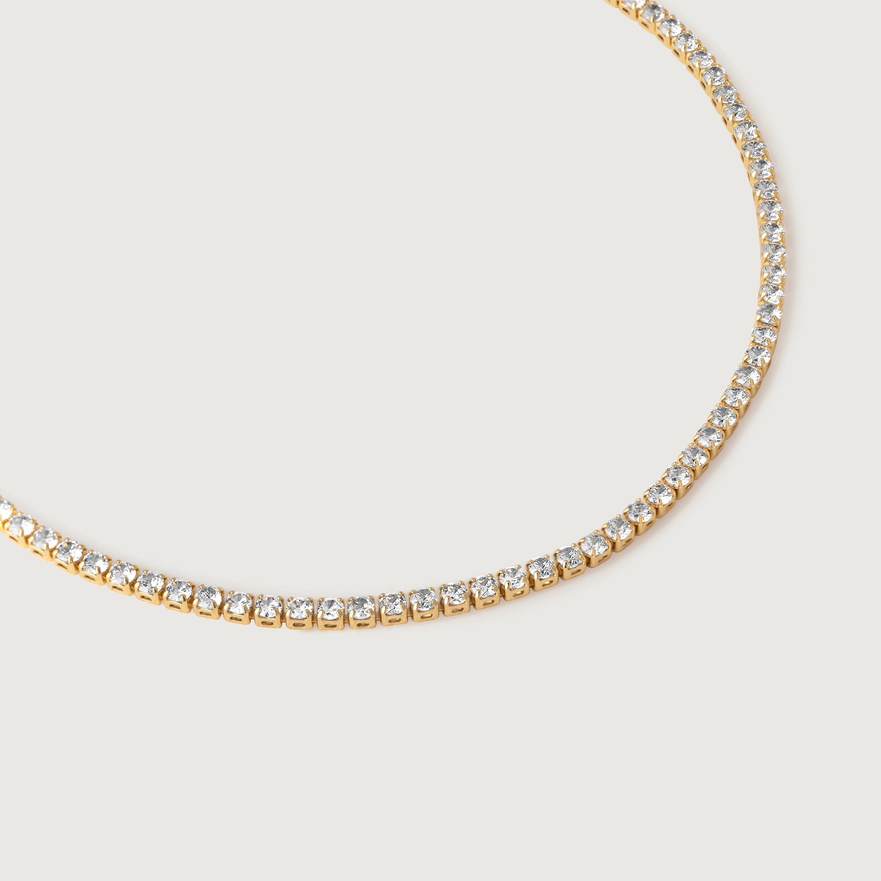 Monaco Necklace - gold tennis necklace with sparkling stones by Kaleya Studio