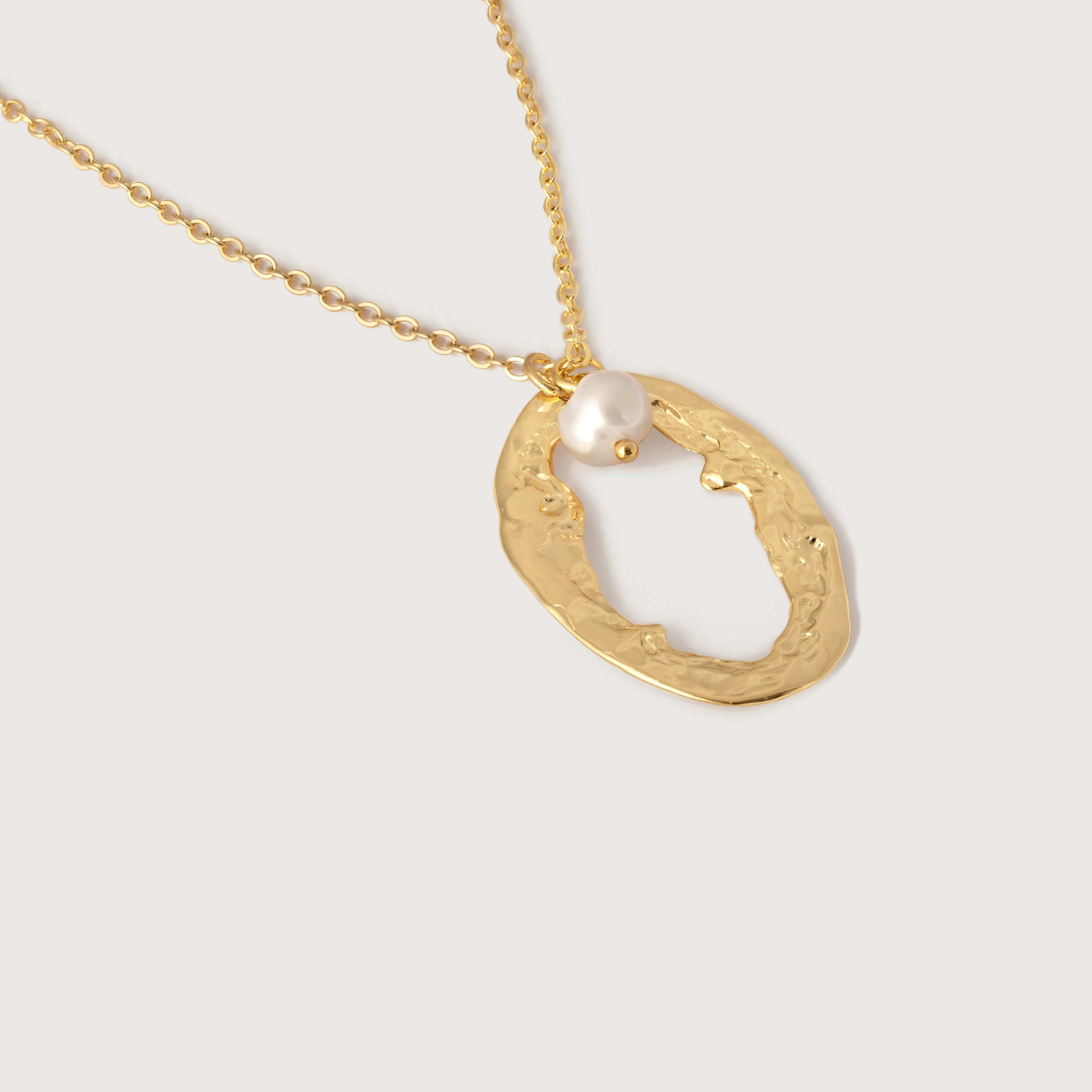 Pearl Hoop Pendant in Gold