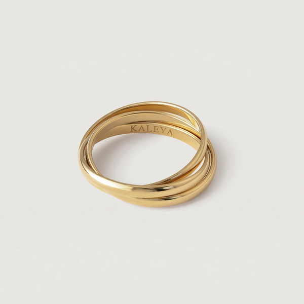 Anya Ring triple band interlocking gold ring
