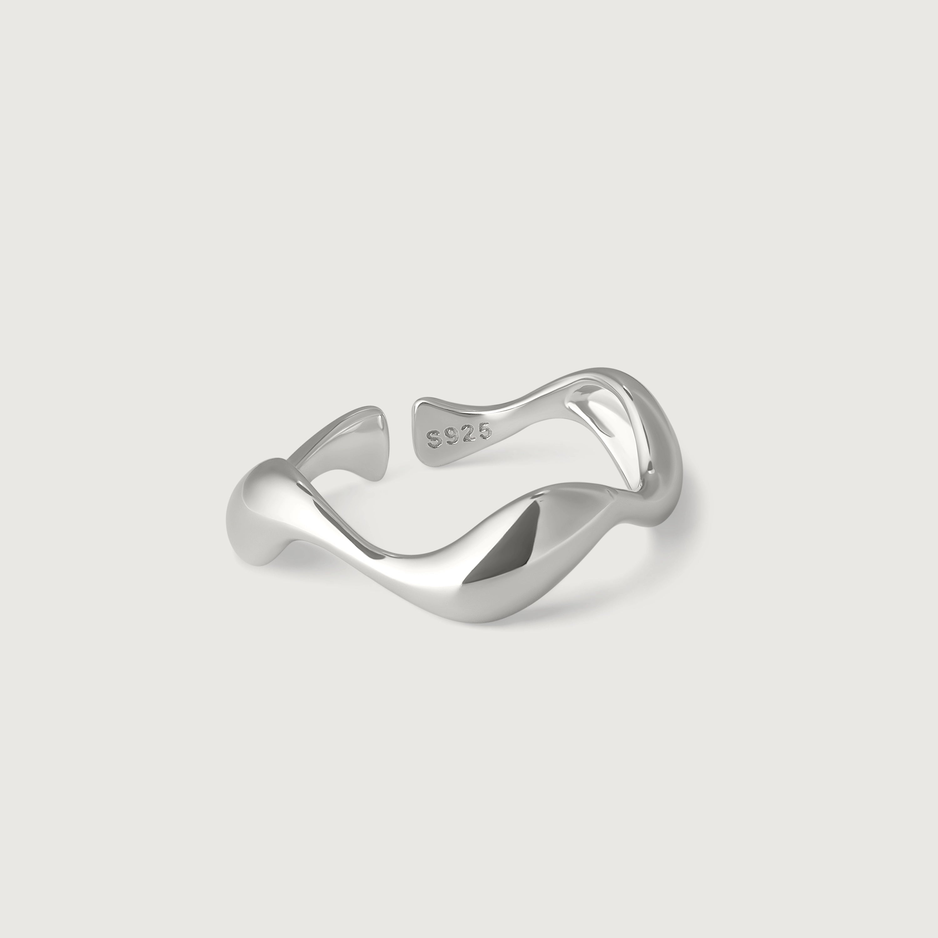 Silver wavelength ring - minimalist wave ring UK