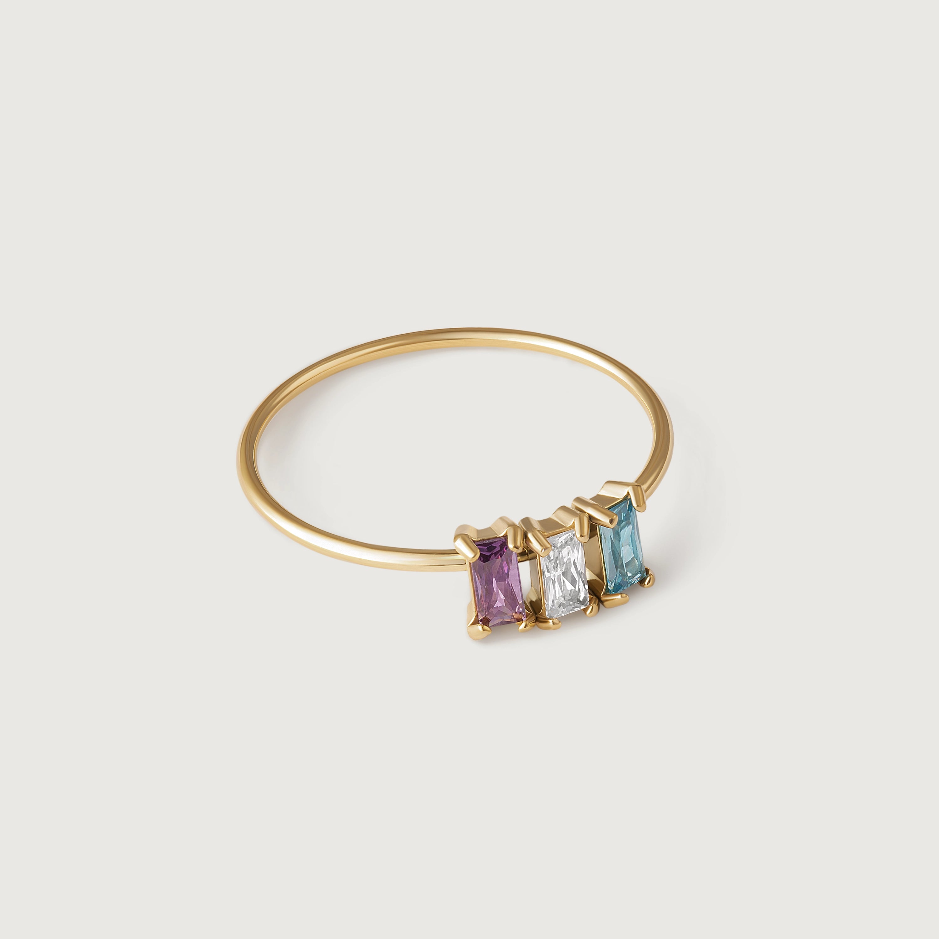 Dazzling Tri-Color Gemstone Ring in Gold