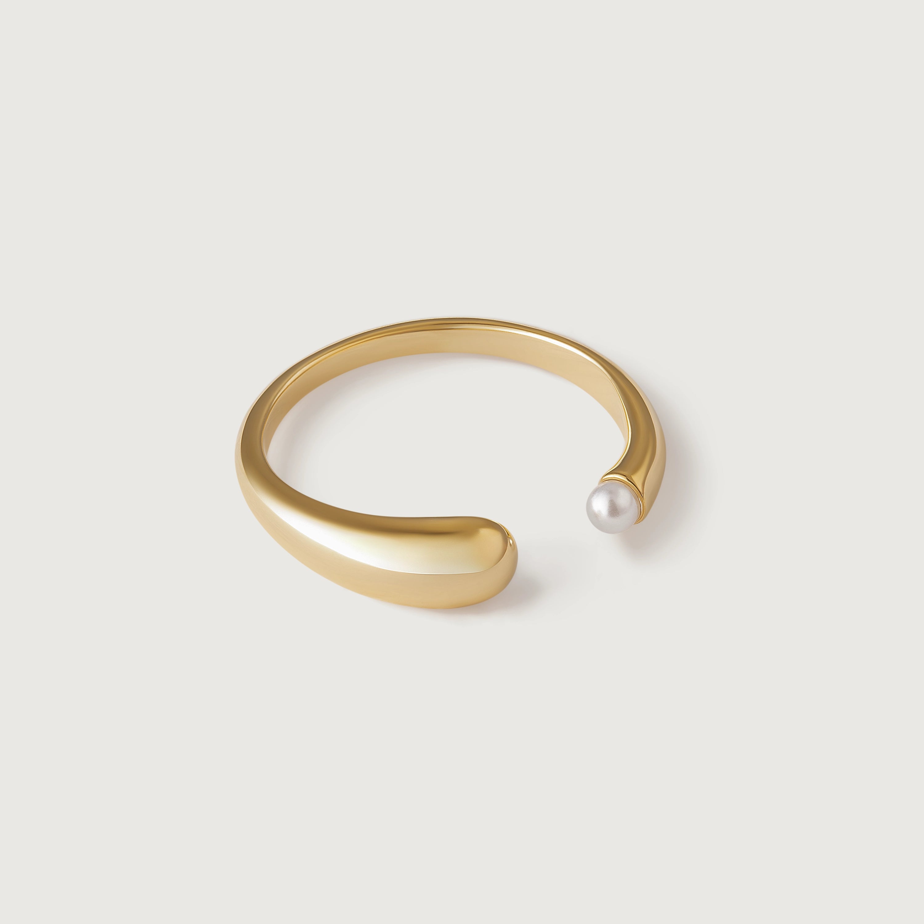 Open Cuff Ring with Lustrous Pearl Accent