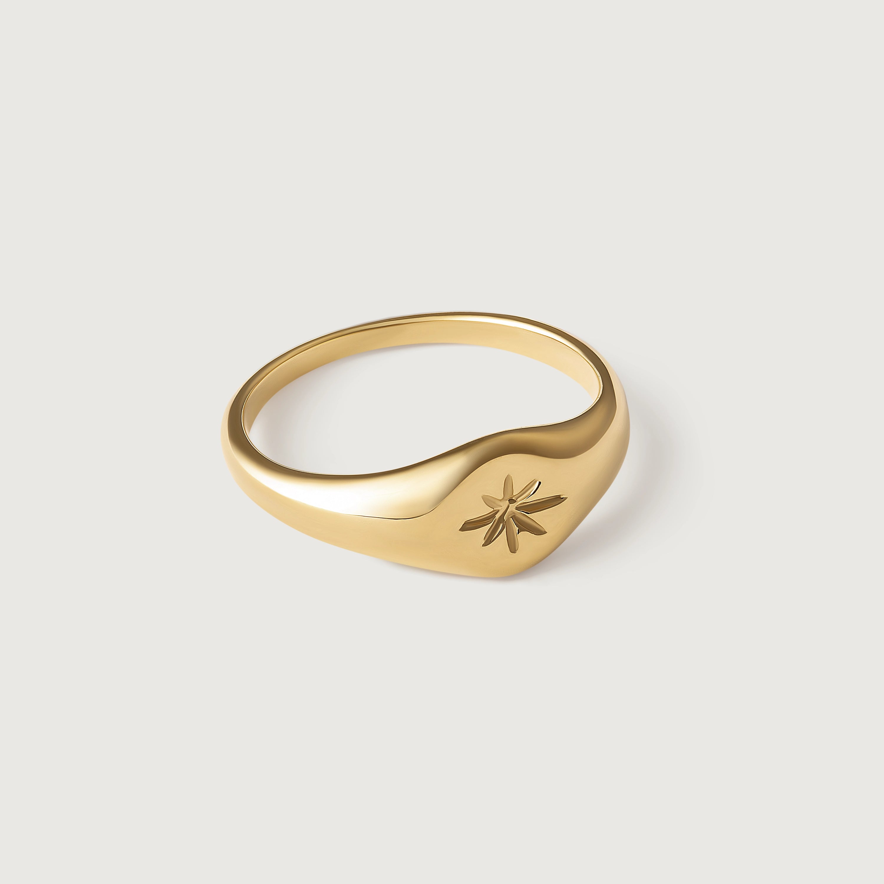 Minimalist Signet Ring with Engraved Star