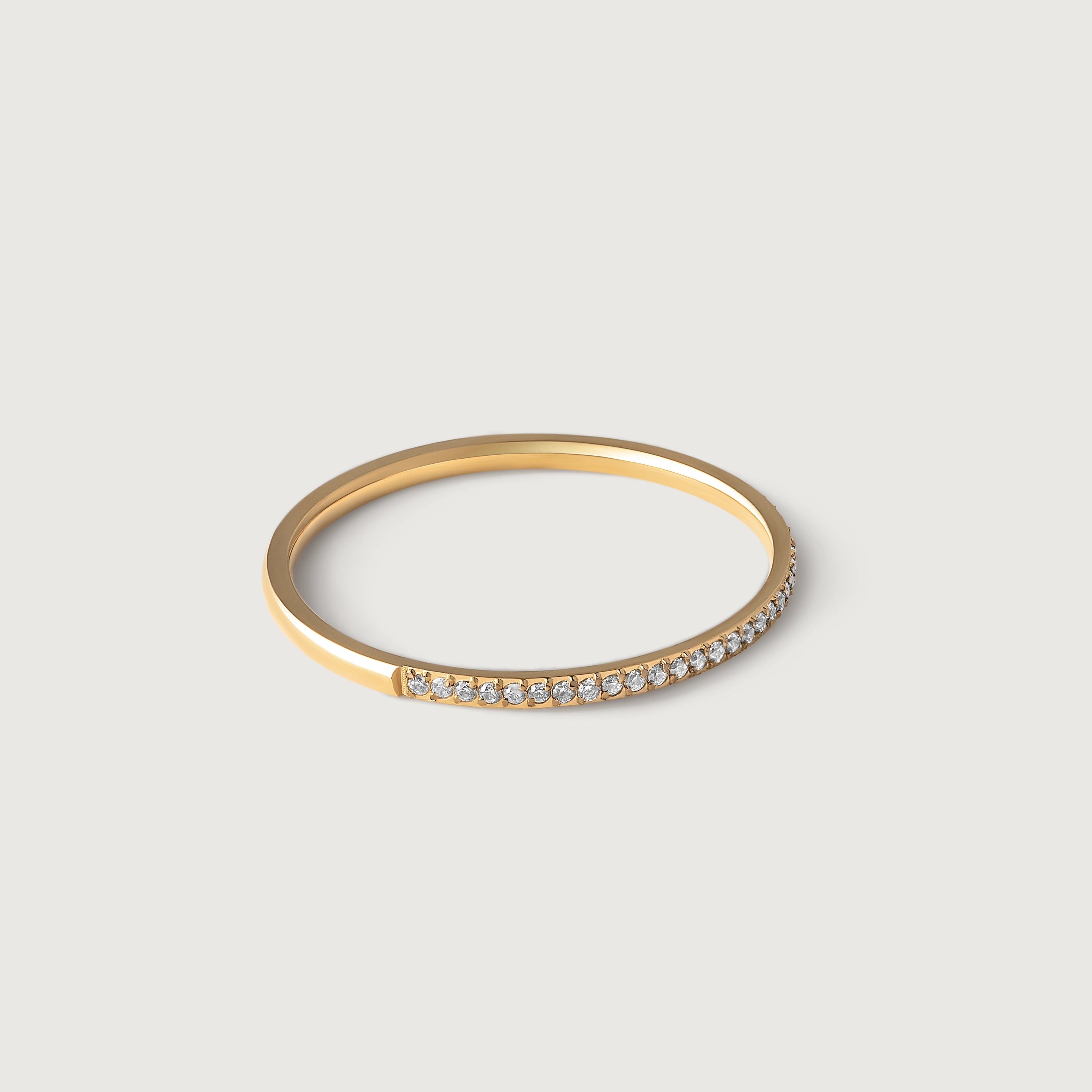 Delicate gold ring with CZ pave - ring finger or stacking