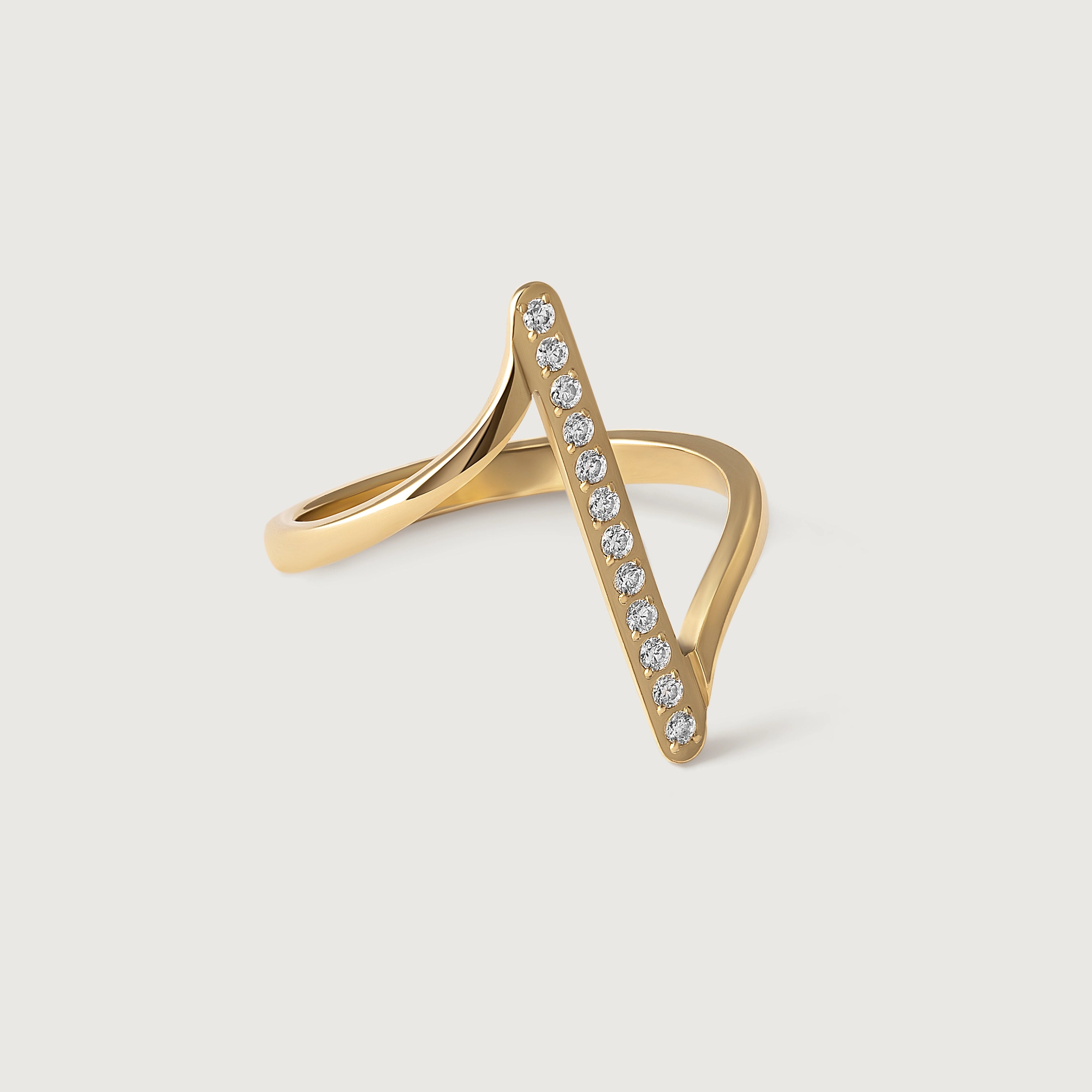 Asymmetric Ring with Stone Accent - Modern Waterproof Design