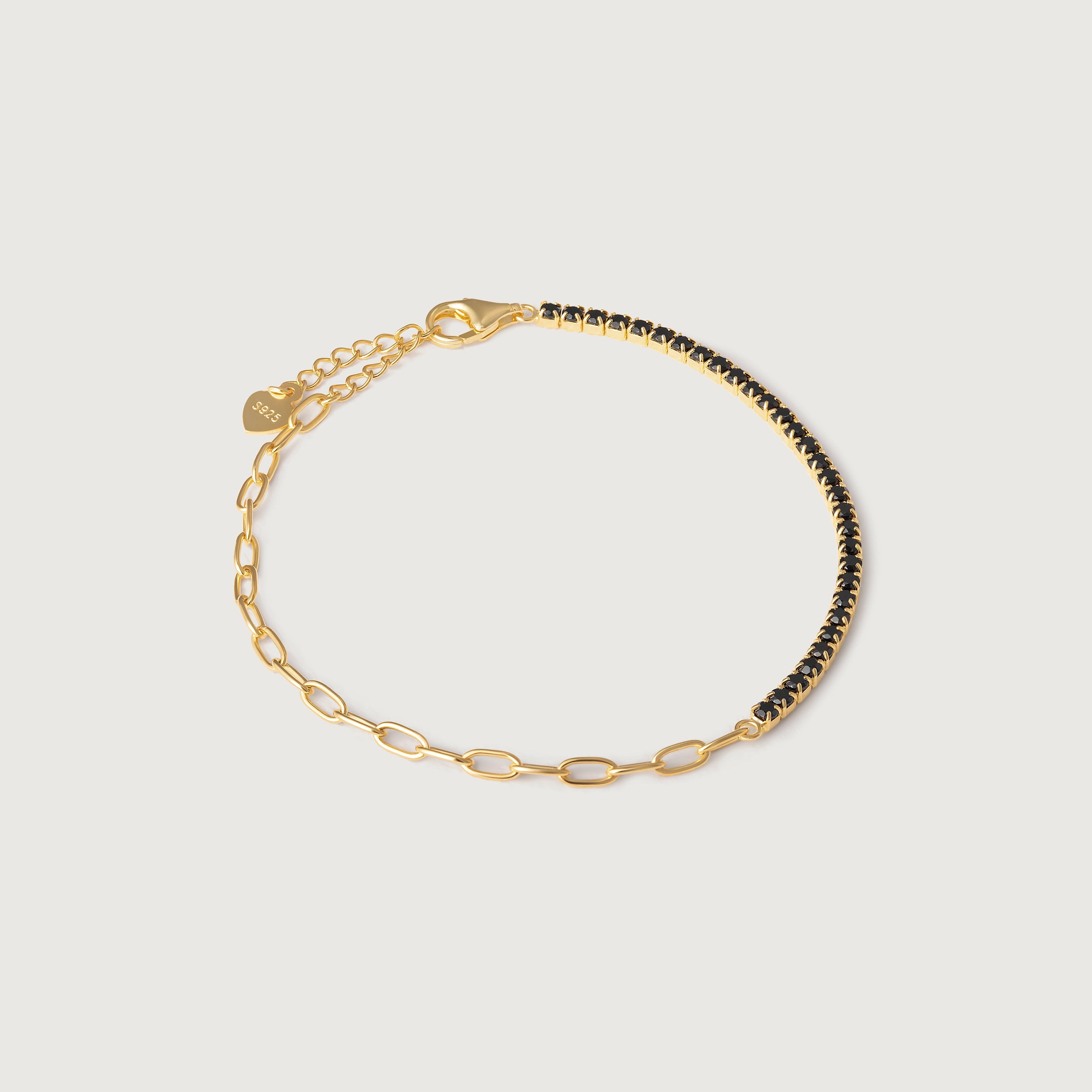 Raven Bracelet — chain bracelet with black stone accents