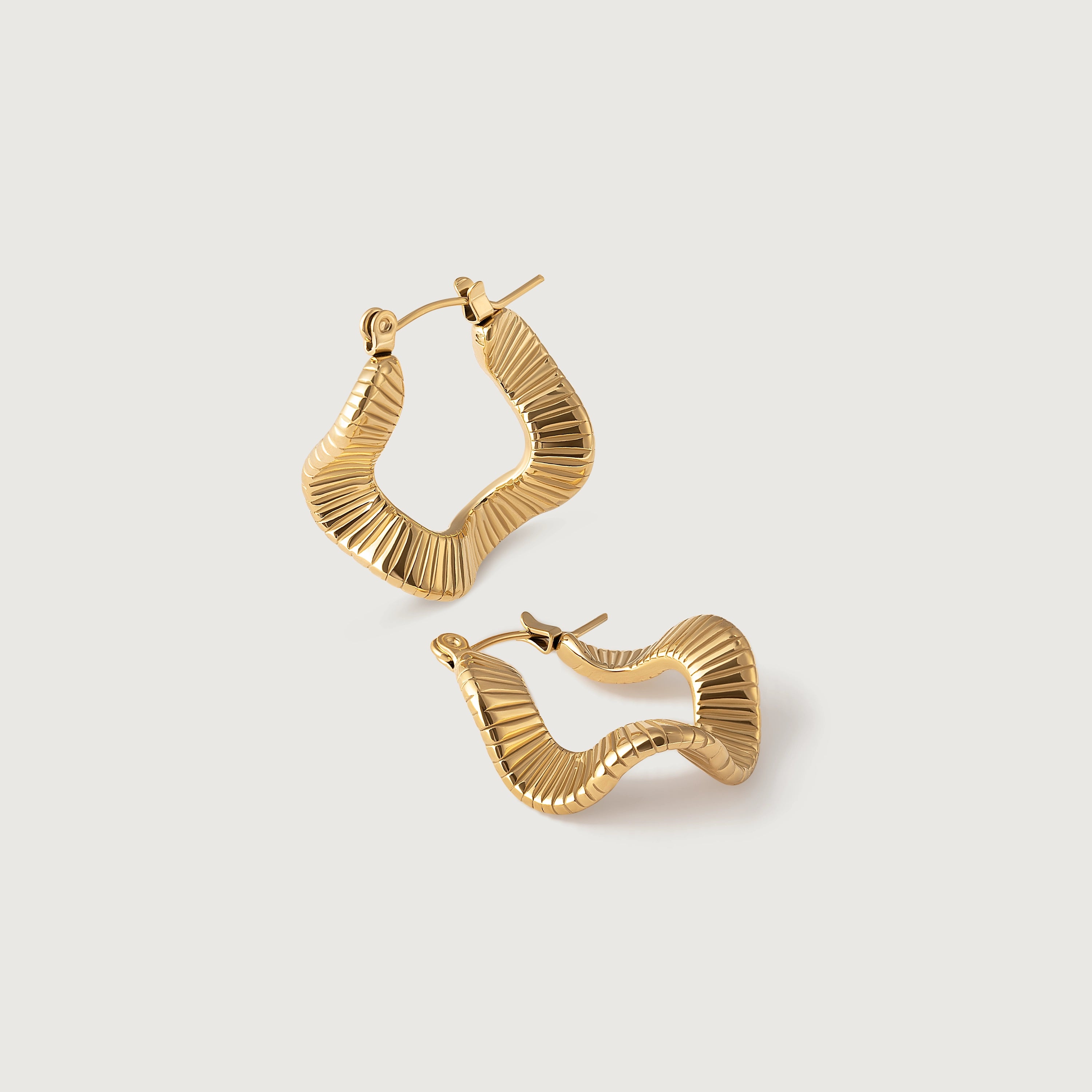 Ripple Wave Hoops in Gold