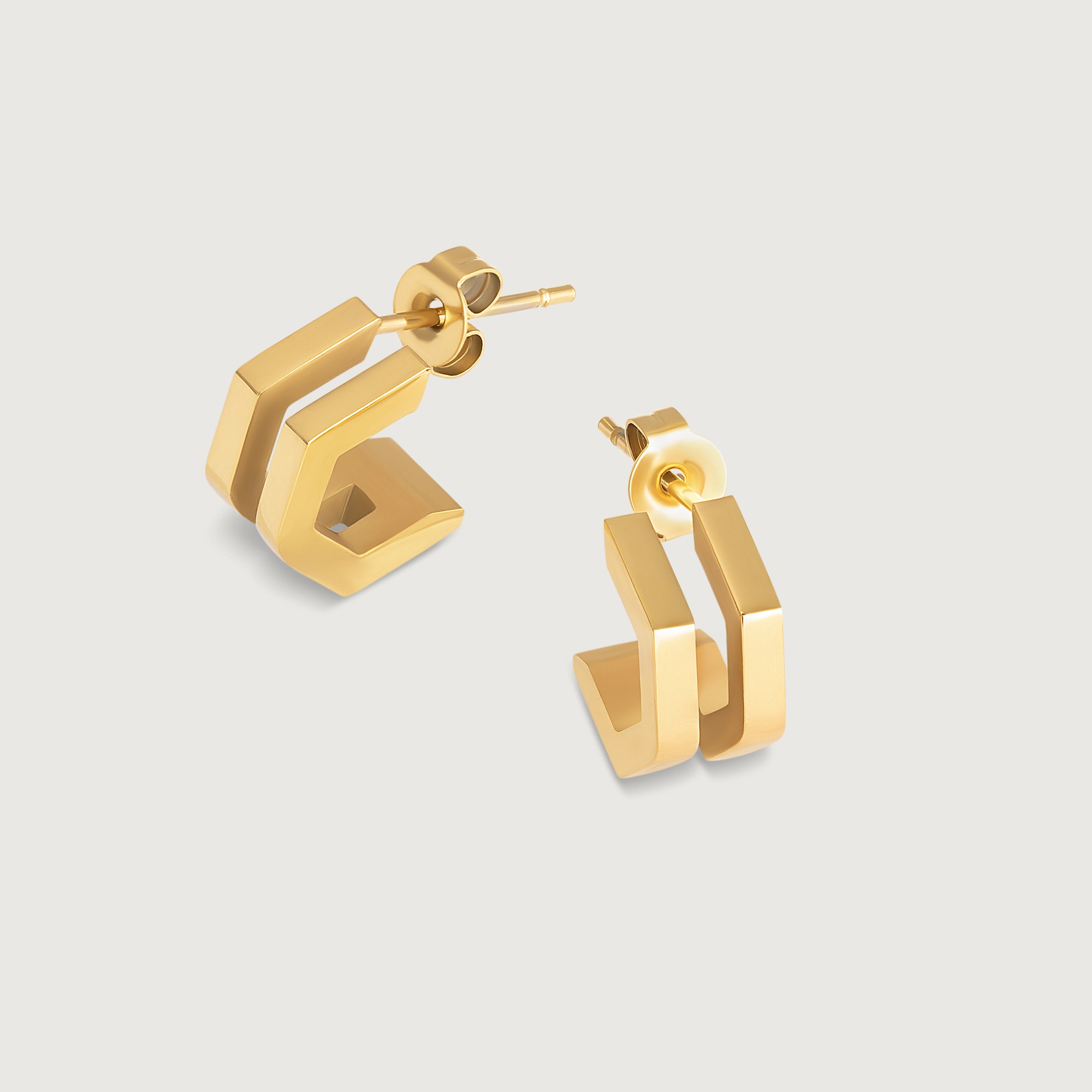 Apollo Huggies by Kaleya Studio, ribbed gold huggie earrings for stacking