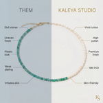 graphic showing the benefits of kaleya studio jewellery over other brands