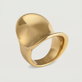A gold-plated stainless steel ring with a smooth, shiny finish and a substantial silhouette.