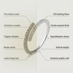 comparison chart of kaleya studio ring vs other sterling silver rings from other brands