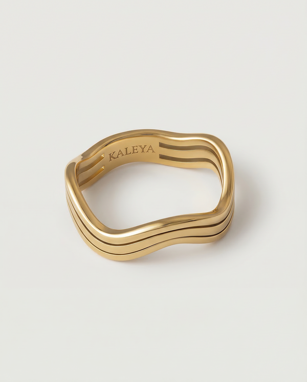 Kenna Ring wavy gold stacking band