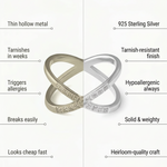 comparison showing a silver kaleya studio ring vs other brands