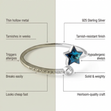 Comparison chart between 'Them' and Kaleyá Studio jewelry, highlighting differences.