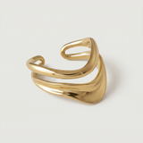 wavy adjustable gold plated ring
