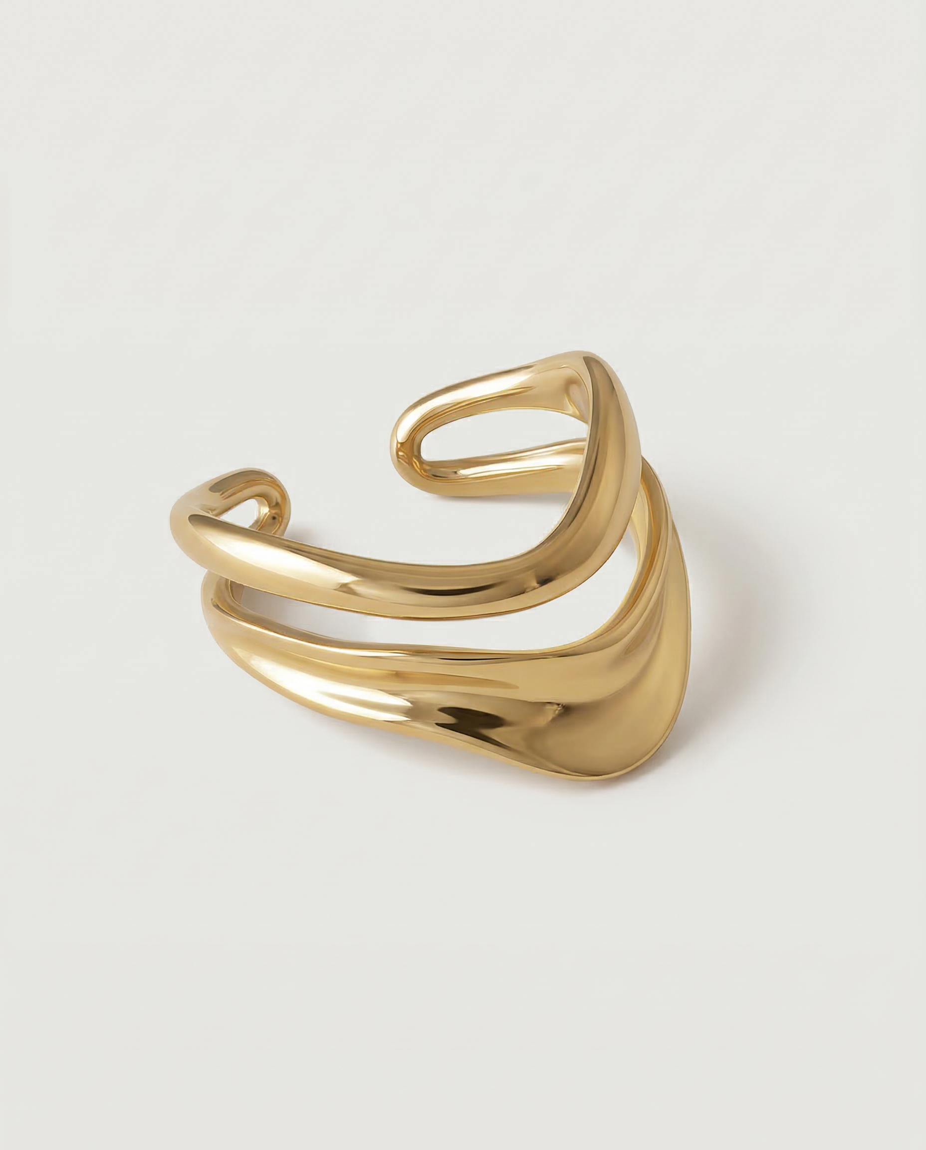 wavy adjustable gold plated ring