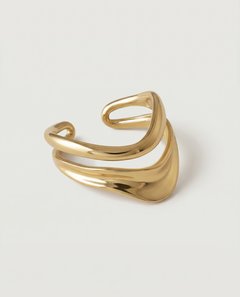 wavy adjustable gold plated ring