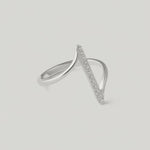 video showing a sterling silver ring with a lightning bolt design adorned with cubic zirconia stones by Kaleya studio