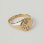 rotating video of signet ring with 3 crystals