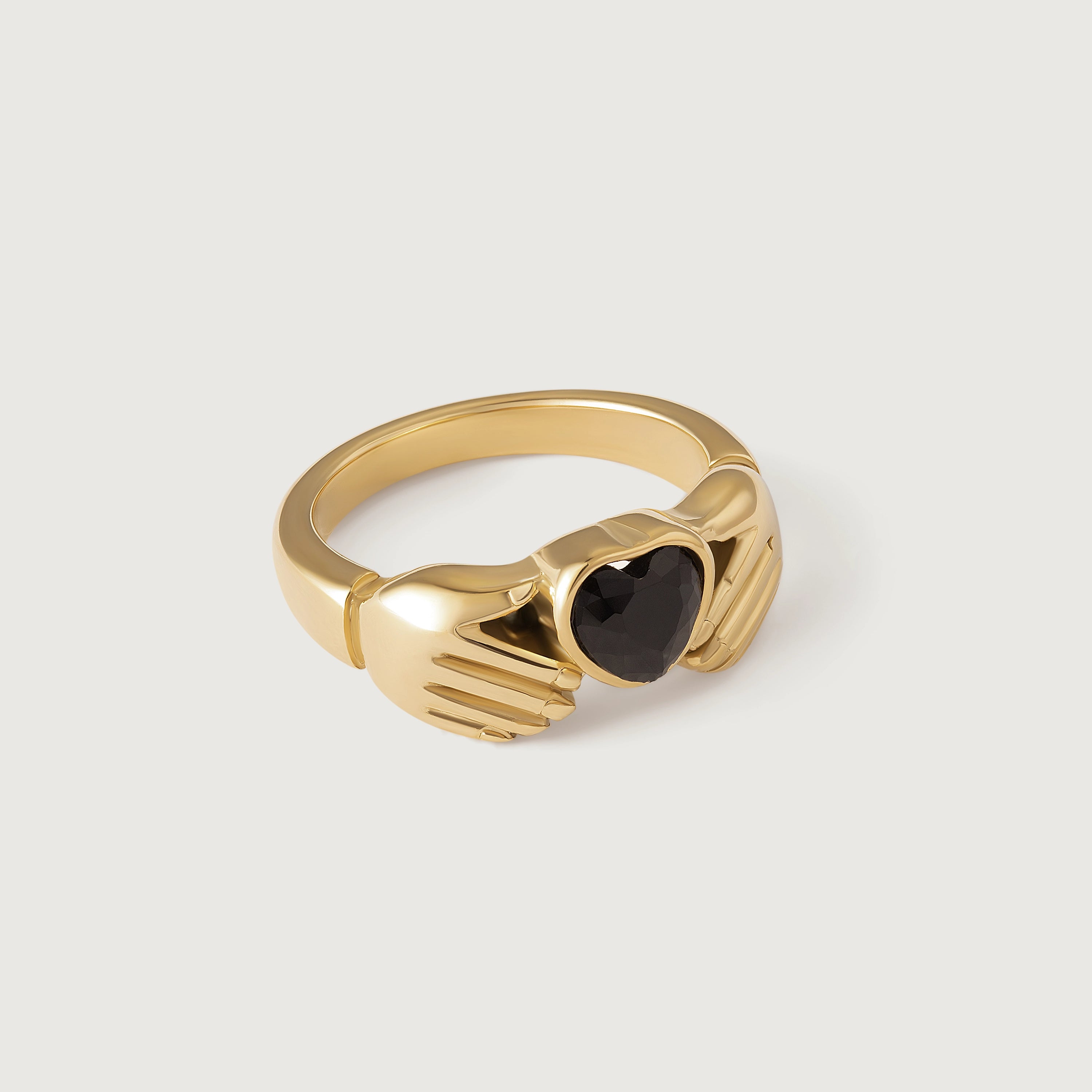 Saya Ring - dome ring with black heart gemstone