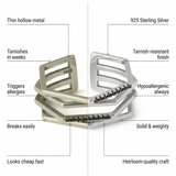 comparison of sterling silver ring from kaleya studio vs other brands